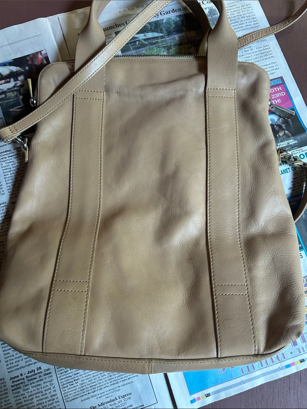 Skagen Camel Leather Crossbody Danish Scandinavian Classic Structured Handbag - Picture 8 of 12
